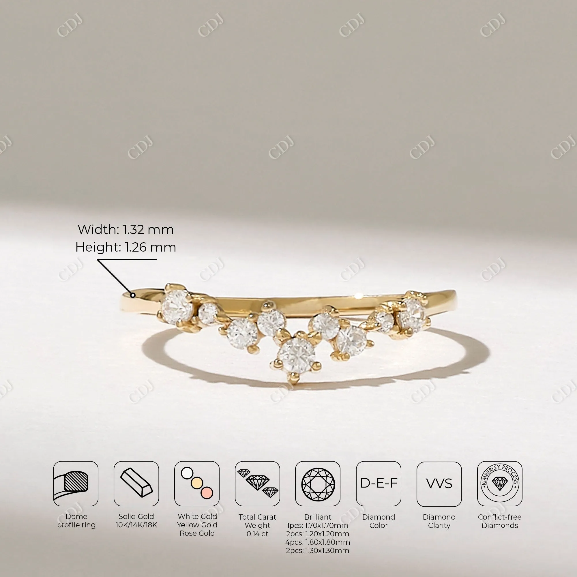 0.14CTW Round Earth Mine Diamond Curved Band