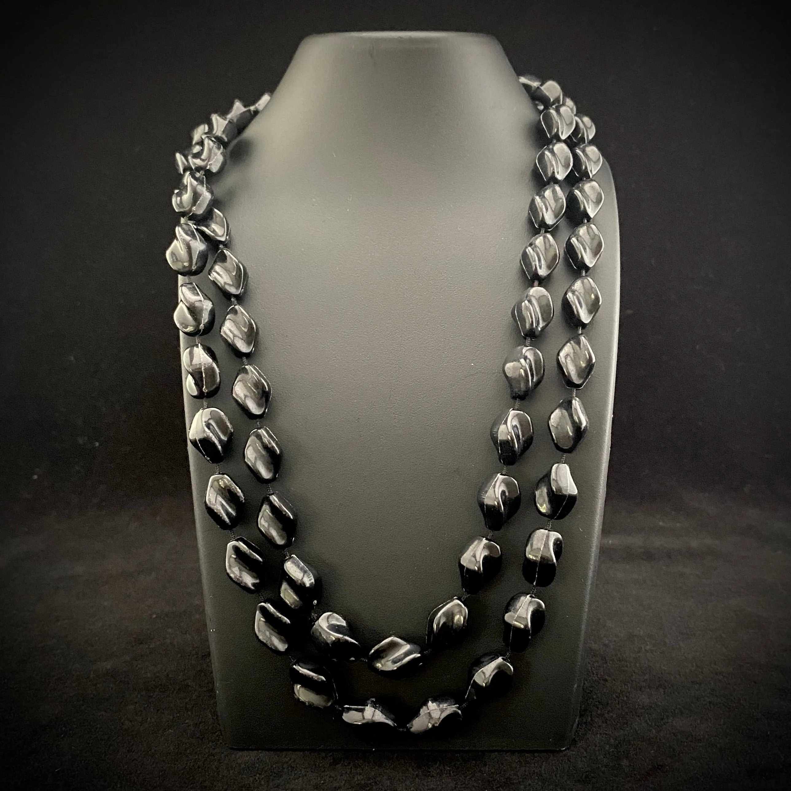 1975 Sarah Coventry Jet Black Holiday Beads