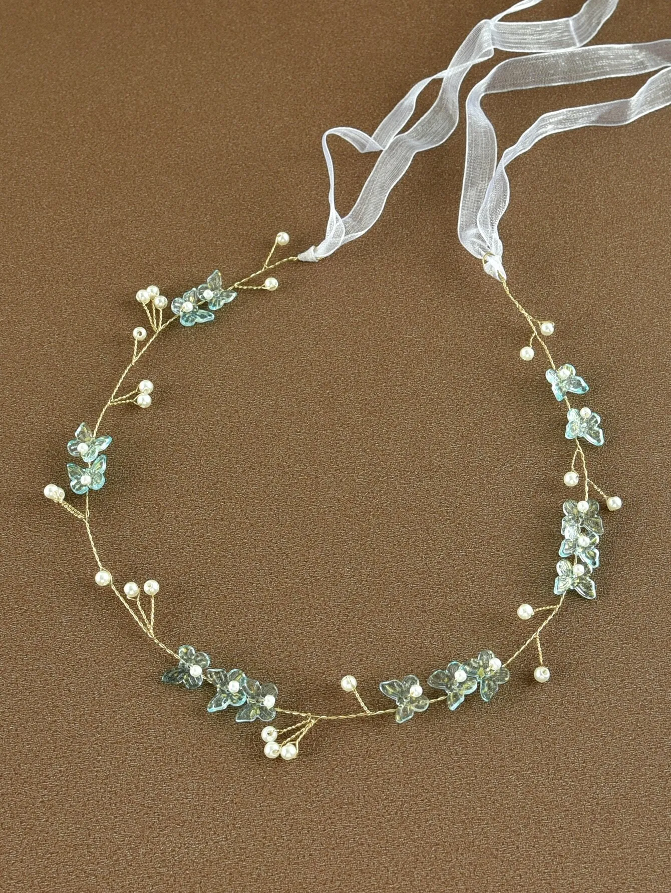 1pc Women's Handmade Faux Pearl Flower Headband For Bride Wedding Party Elegant