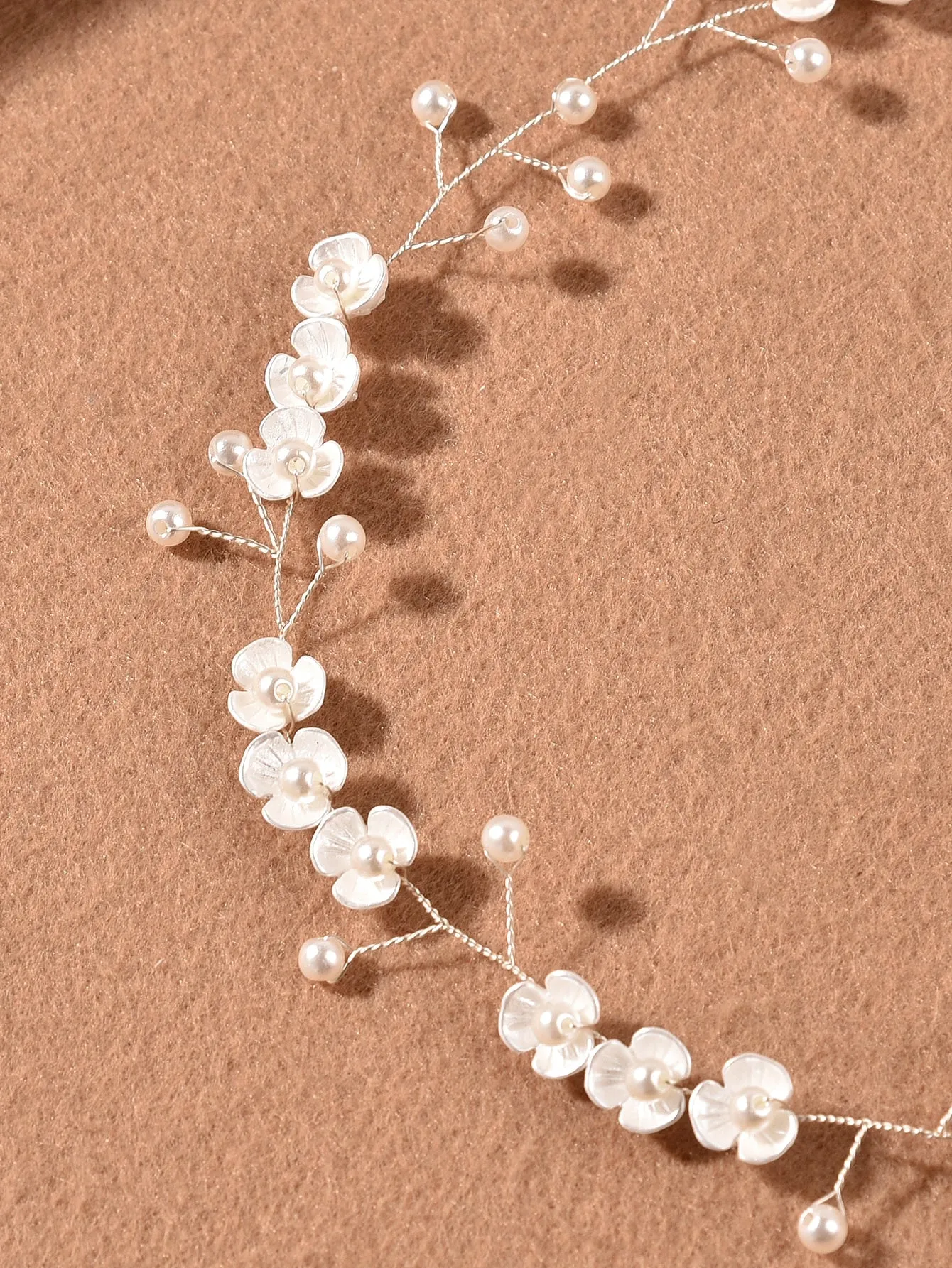 1pc Women's Handmade Faux Pearl Flower Headband For Bride Wedding Party Elegant