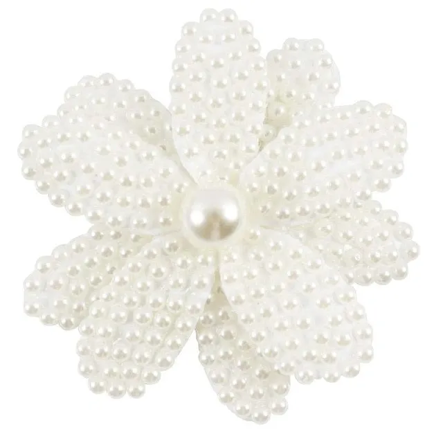 2 Pcs/lot 3.5" White Rhinestone Bow For Girl Kids Cute Pearls Hair Bow