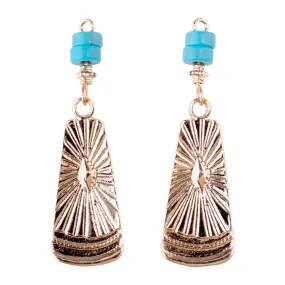 49mm Dangle Drop Pendant with Faux Turquoise Heshi Bead Accents from the Sierra Collection - Gold Plated (1 Pair)