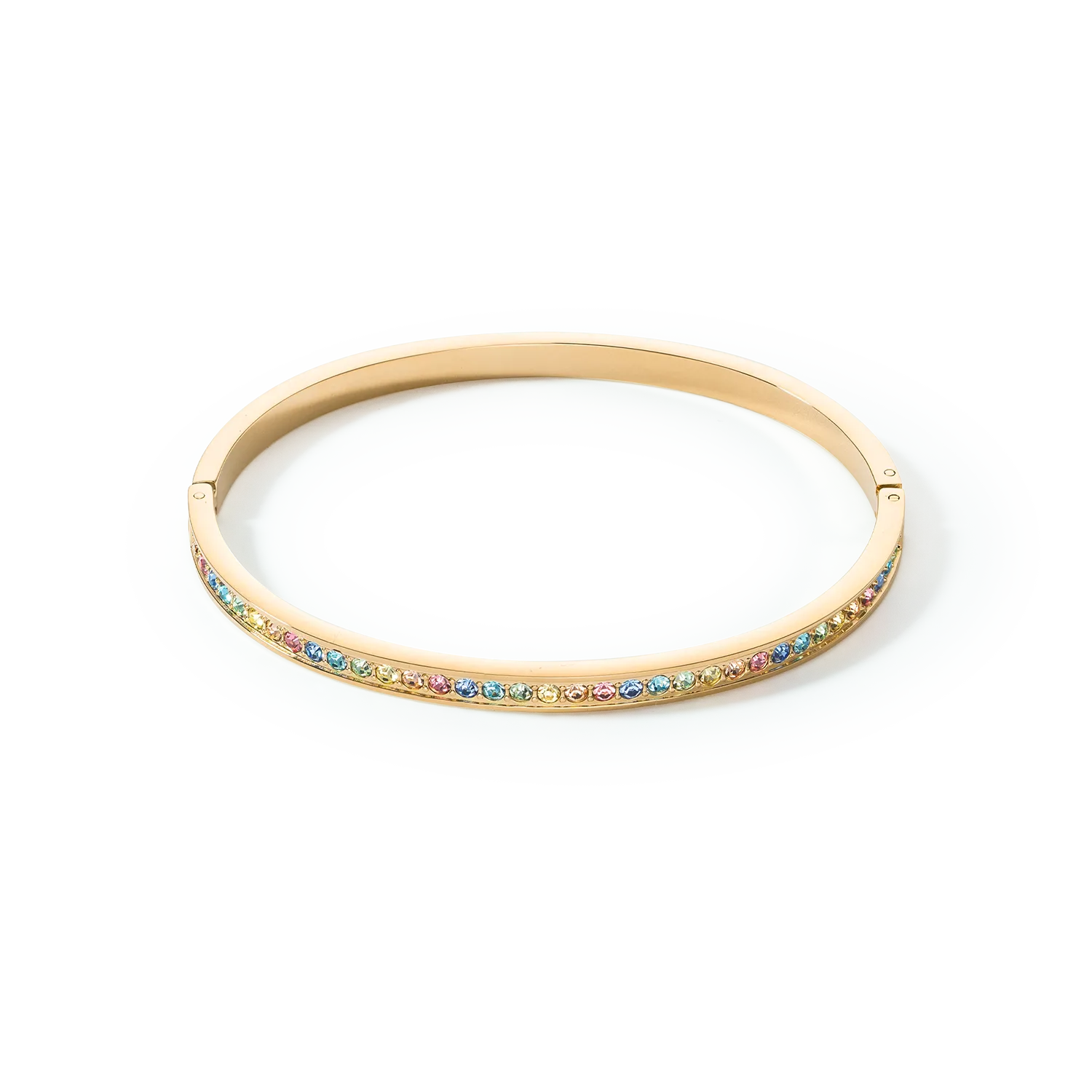 Bangle stainless steel & crystals gold multicolour pastel 19