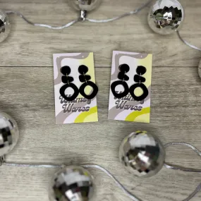 Black Triple Drop Dangles - Acrylic Earrings