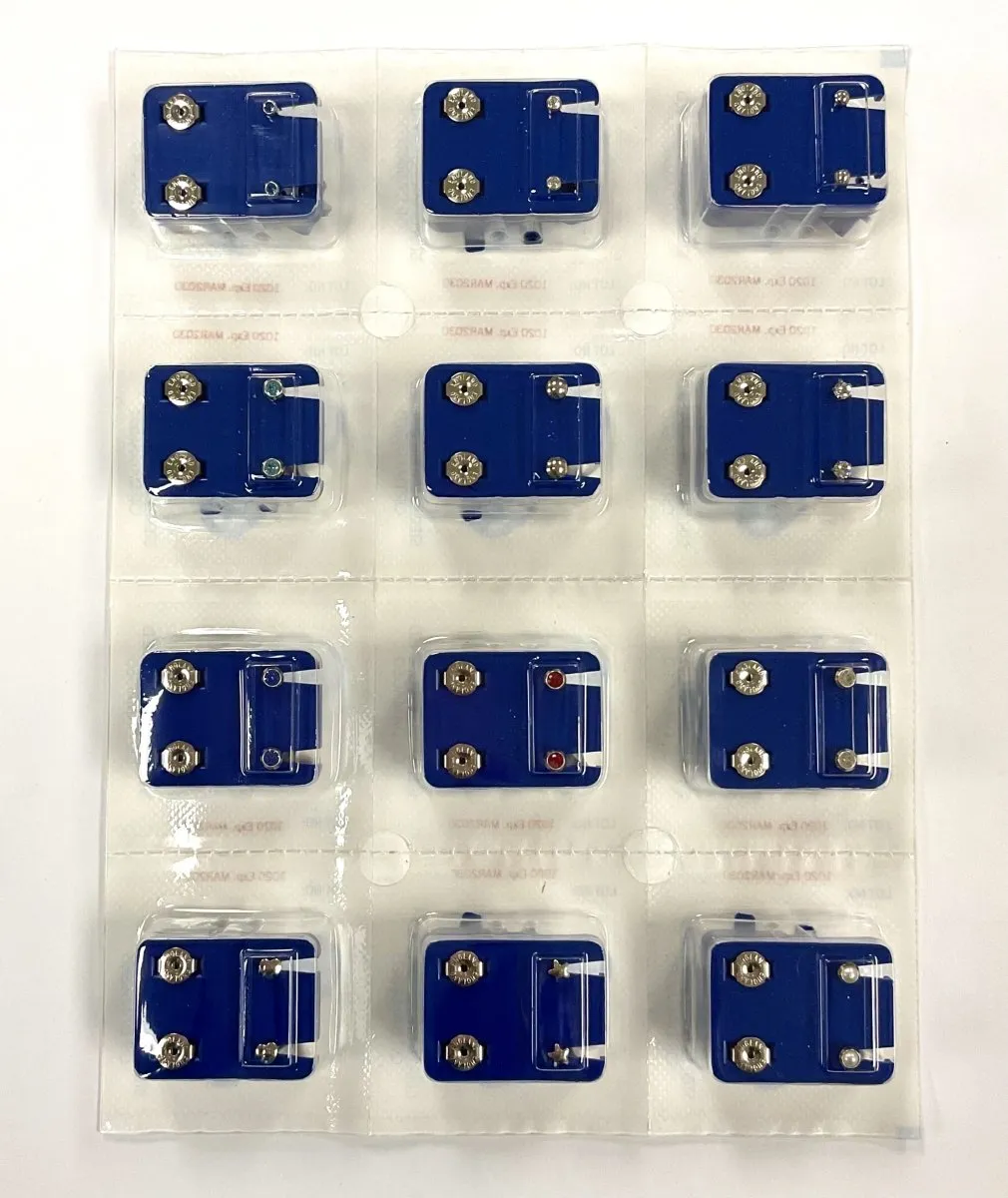 Caflon Assorted White Gold Shapes Ear Piercing Studs 12 Pack