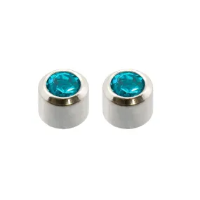 Caflon Birthstone Ear Piercing Studs Silver December