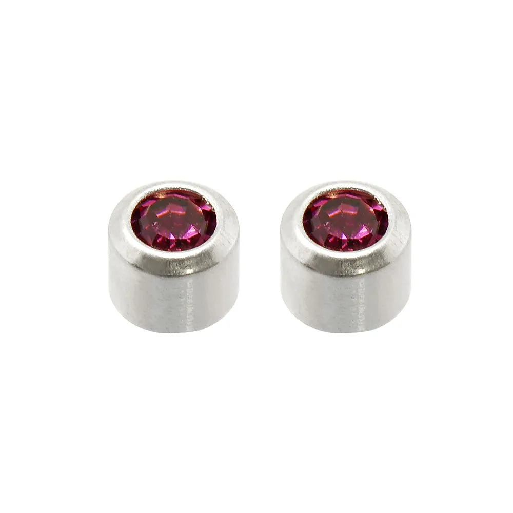 Caflon Birthstone Ear Piercing Studs Silver October