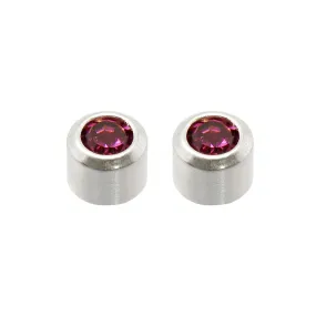 Caflon Birthstone Ear Piercing Studs Silver October