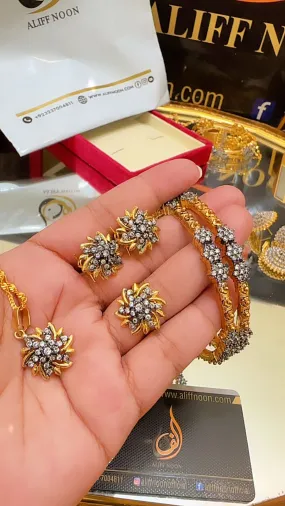 Diamond cut combo set With diamond cut bangles