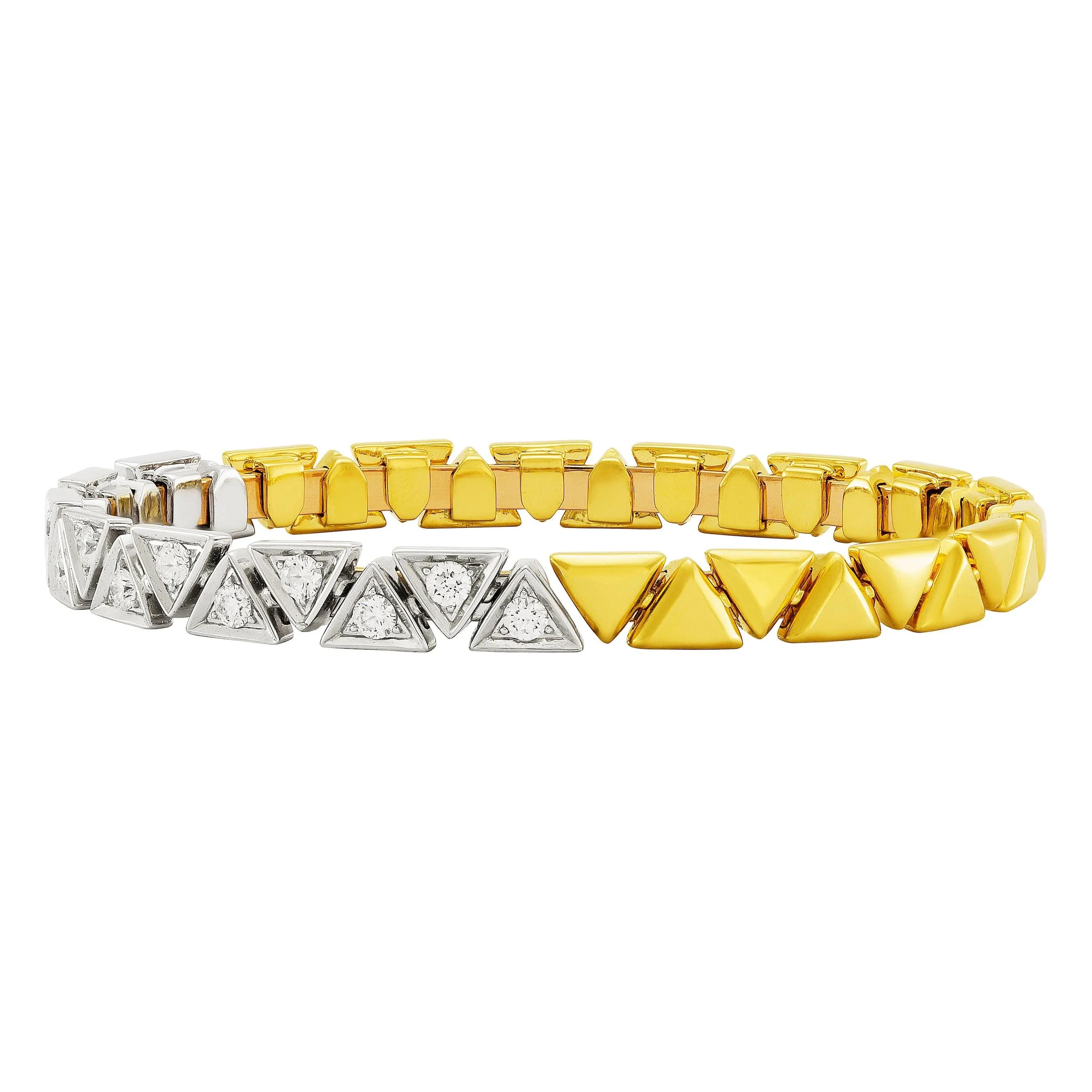 Etho Maria Diamond Reflexion Two Tone Triangle Bangle Bracelet