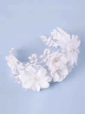 Flower Decor Faux Pearl Detail Bridal Headwear Elegant Tiaras