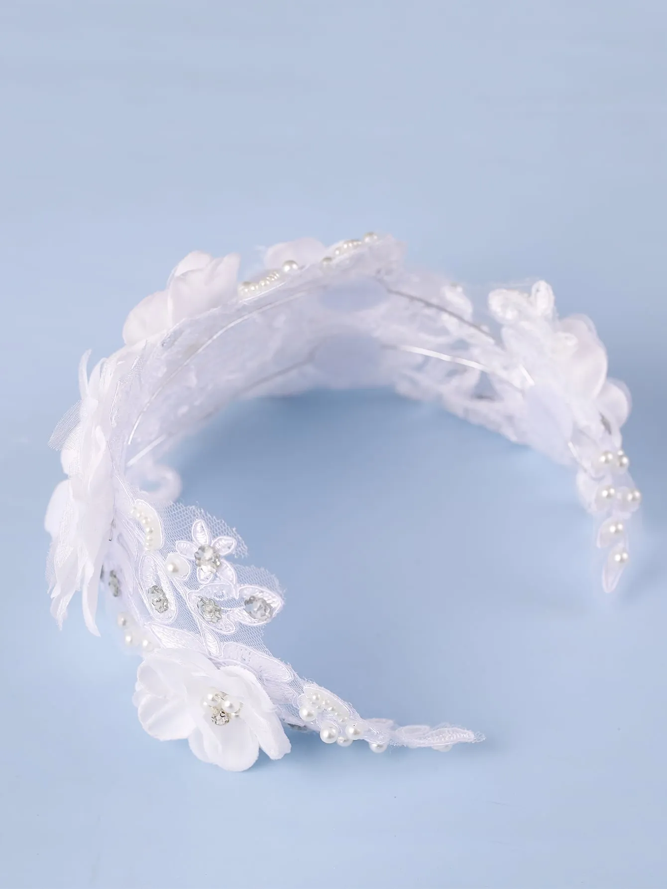 Flower Decor Faux Pearl Detail Bridal Headwear Elegant Tiaras
