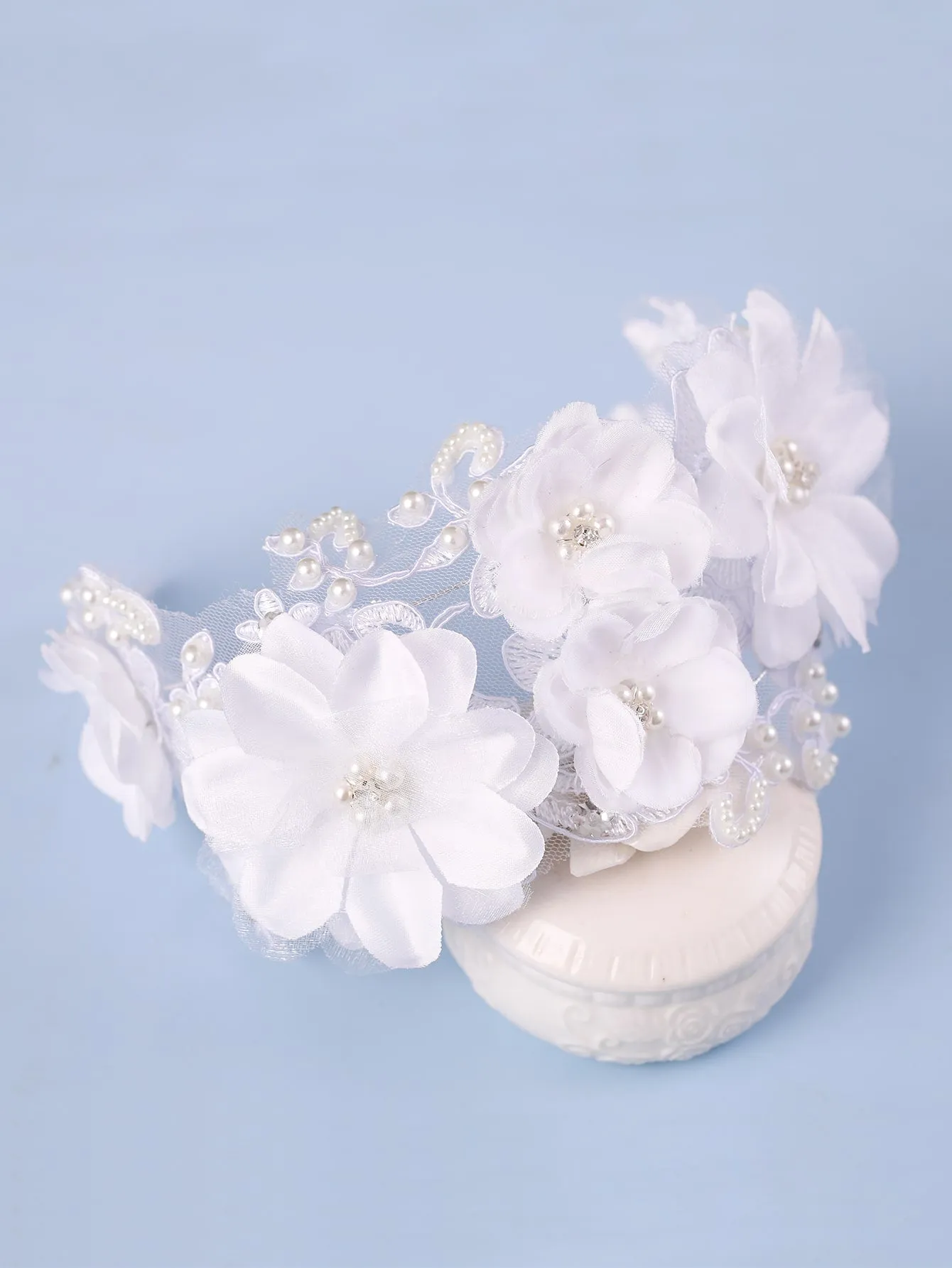 Flower Decor Faux Pearl Detail Bridal Headwear Elegant Tiaras