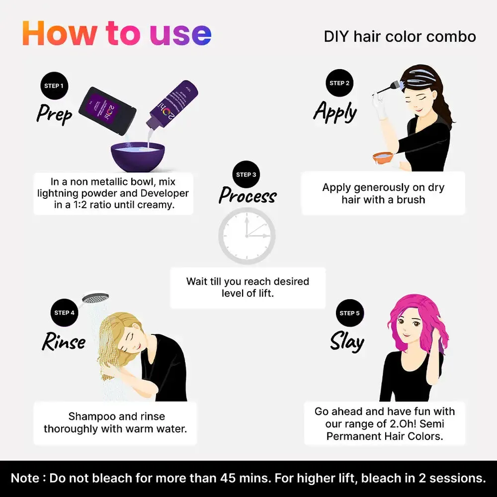 Fuchsia Pink DIY Combo : Hair Bleach Kit   Semi Permanent Hair Color
