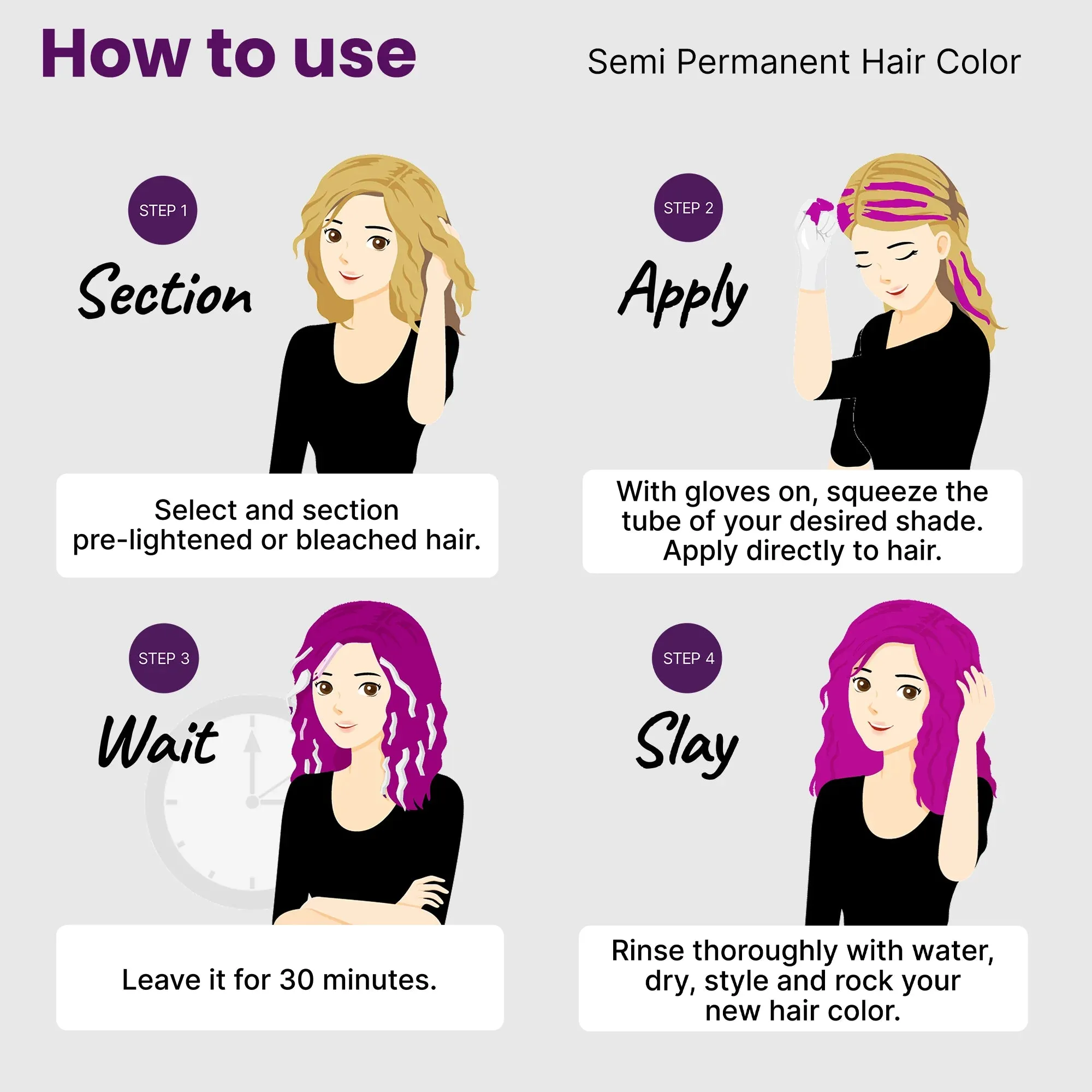 Fuchsia Pink Semi Permanent Hair Color 100 ml