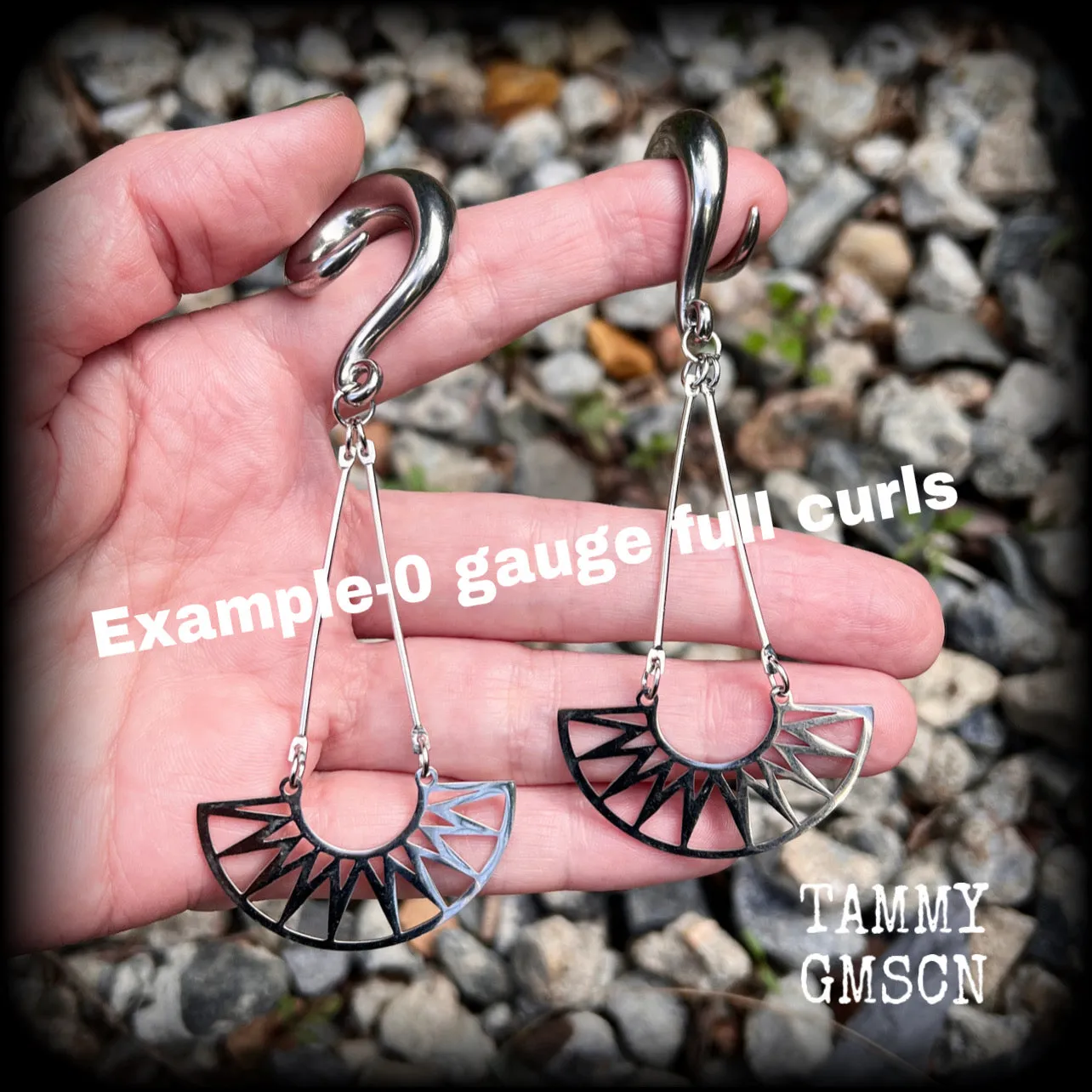 Goddess Ishtar gauged earrings-Tribal sun ear hangers