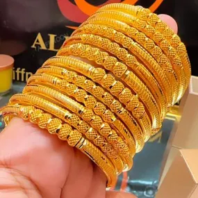Gold Plated Bridal Ball Bangles Set