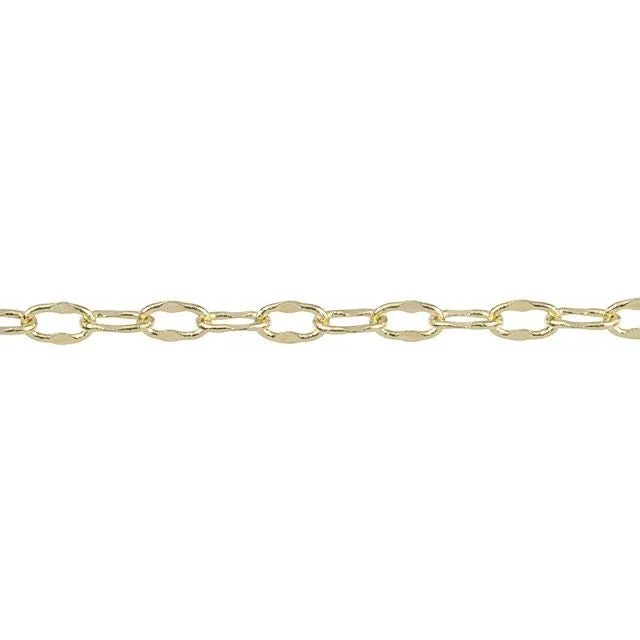 Gold Plated Crimped Oval Cable Chain, 4x2.5mm, by the Foot