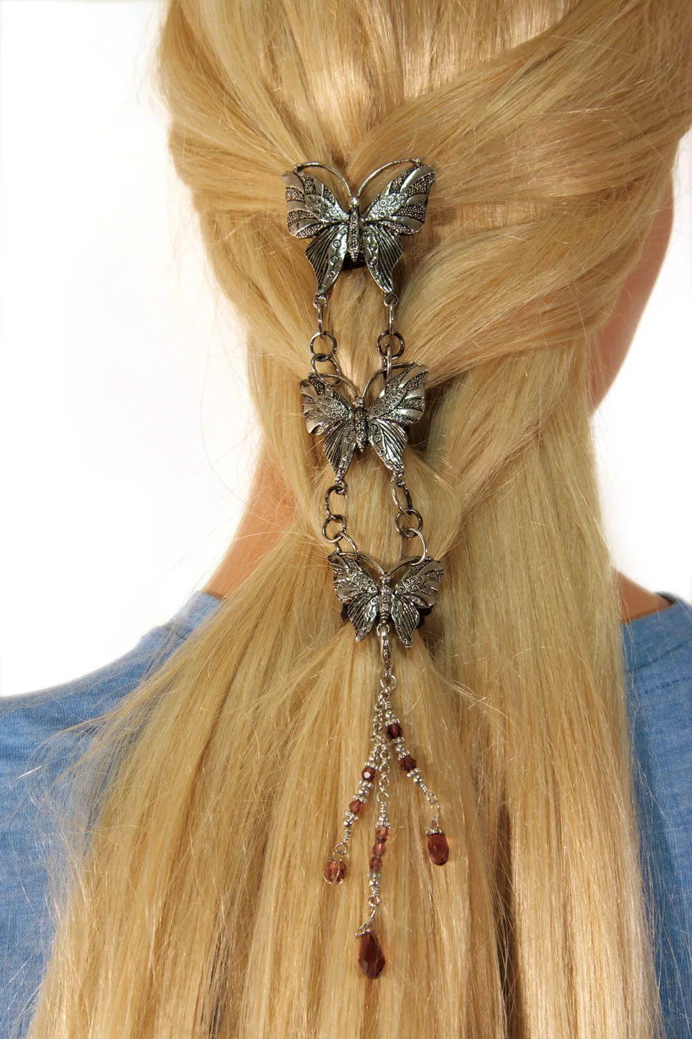 Hair Armor Butterfly - Silver Ponytail Holder