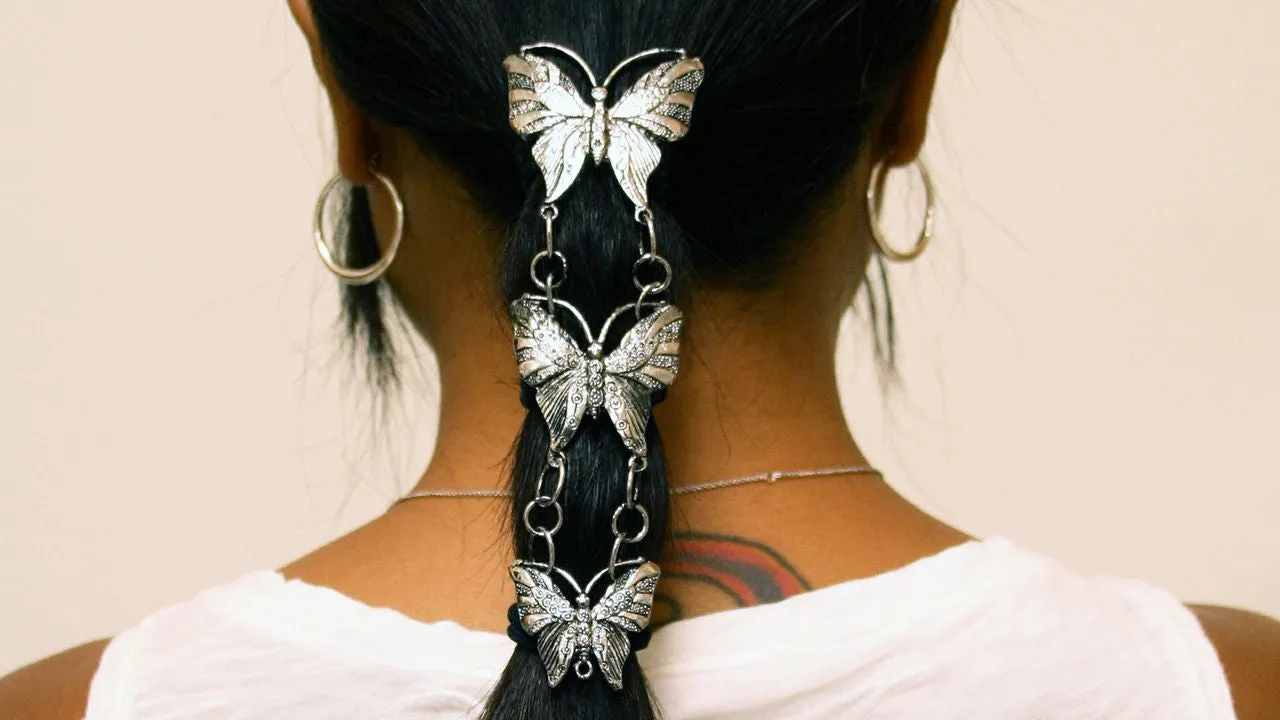Hair Armor Butterfly - Silver Ponytail Holder
