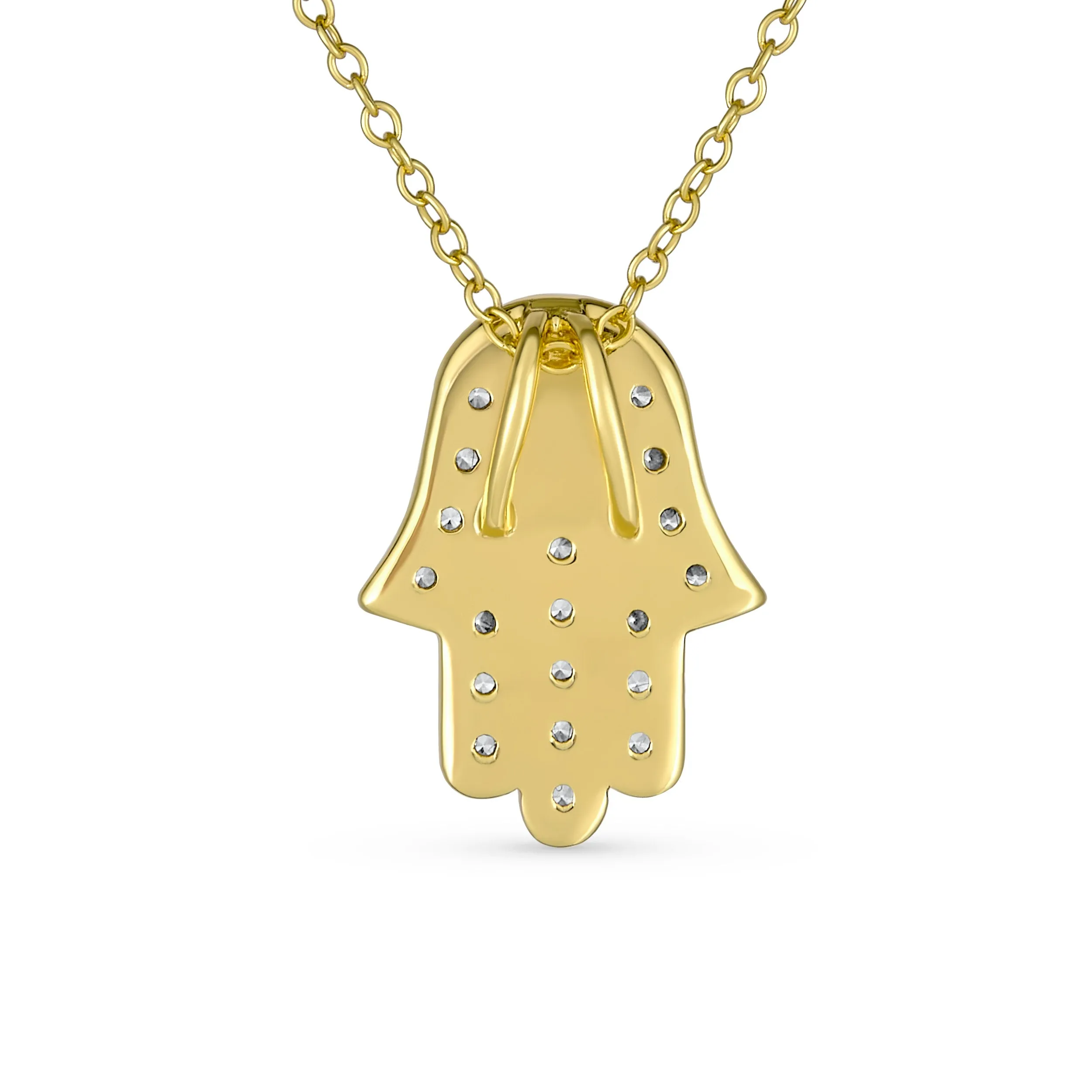 Hamsa Hand Evil Eye Charm Bolo Bracelet Cubic Zirconia Sterling Silver