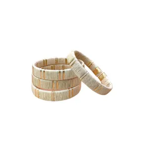 Handwoven Raffia & Gold Wire Medium Bracelet Cream/Gold