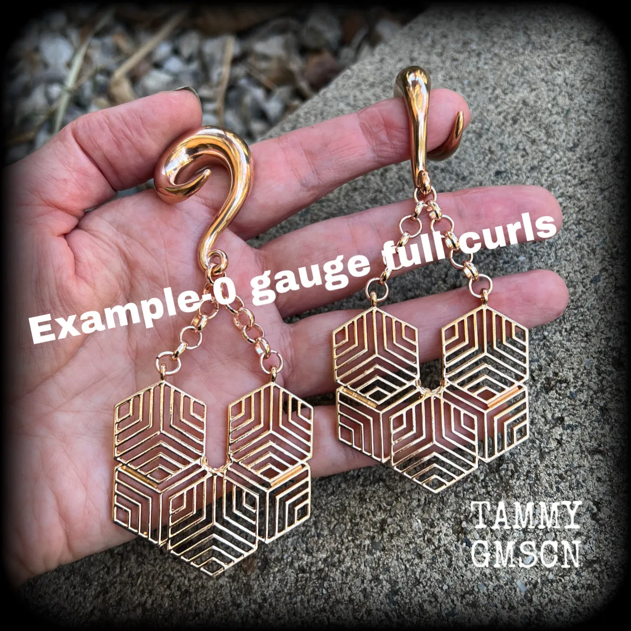 Hexagon gauged earrings-Honeycomb earrings