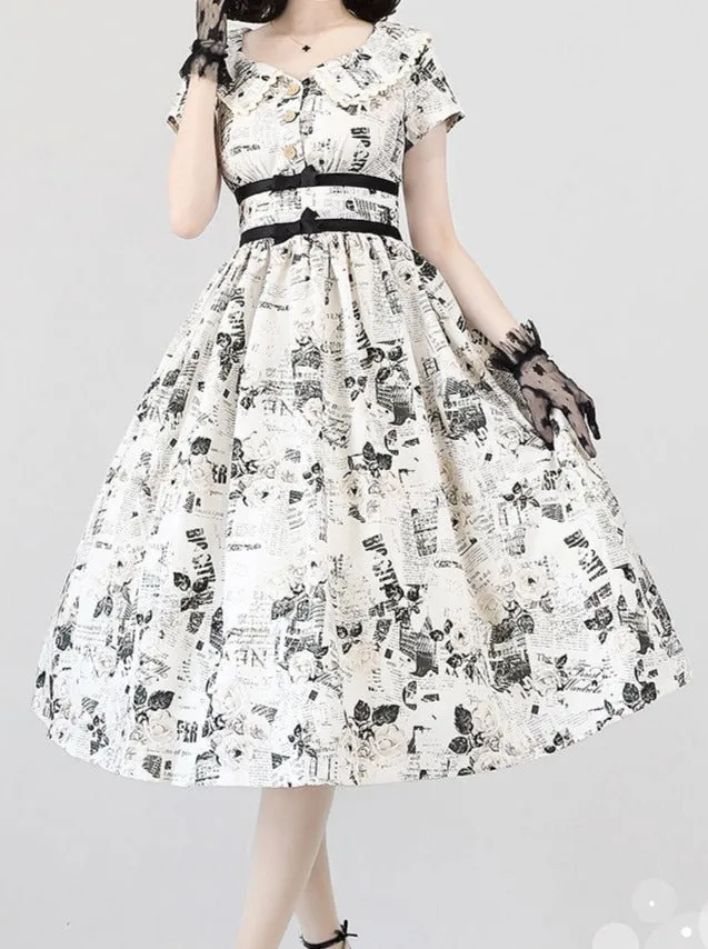 Mark Retro Lolita Flower Waist Dress