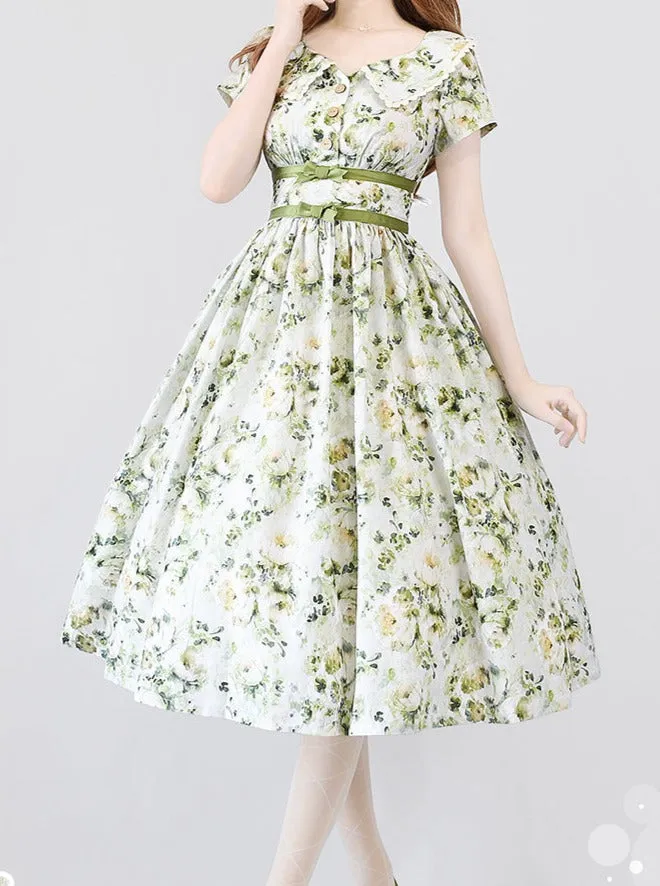 Mark Retro Lolita Flower Waist Dress