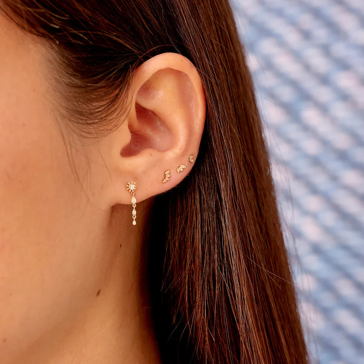 Metier 9ct Dala Diamond Triple Petal Droplet Stud (single)