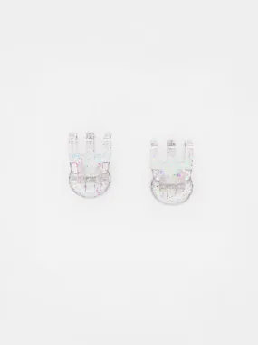 Mini Claw Clip Hoop Earrings: Glitter Jelly
