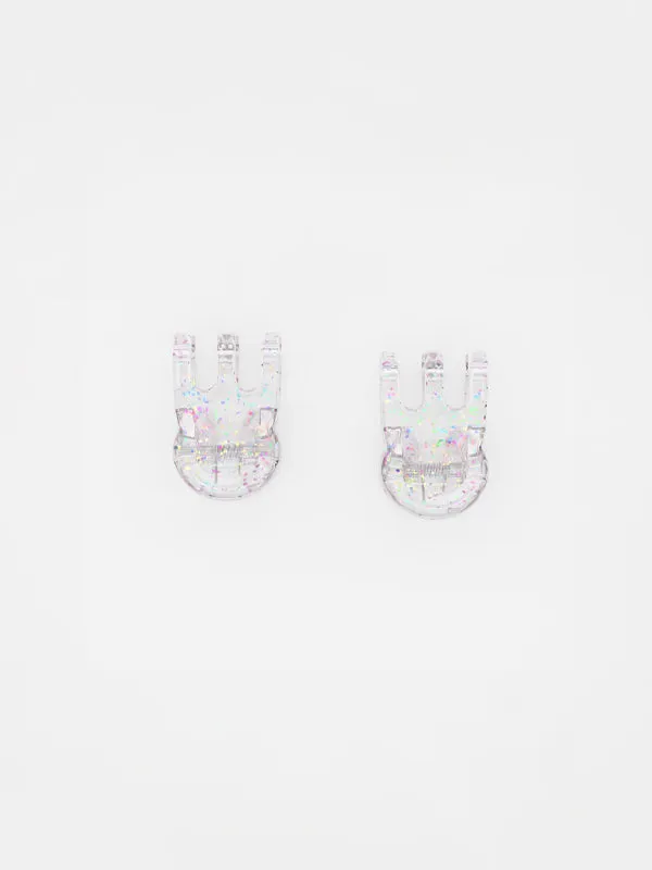 Mini Claw Clip Hoop Earrings: Glitter Jelly