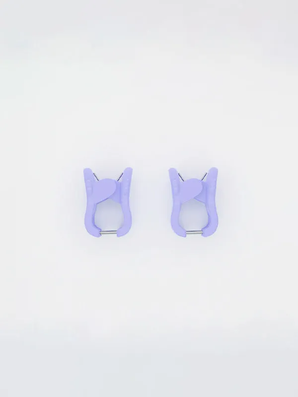 Mini Claw Clip Hoop Earrings: Lavender