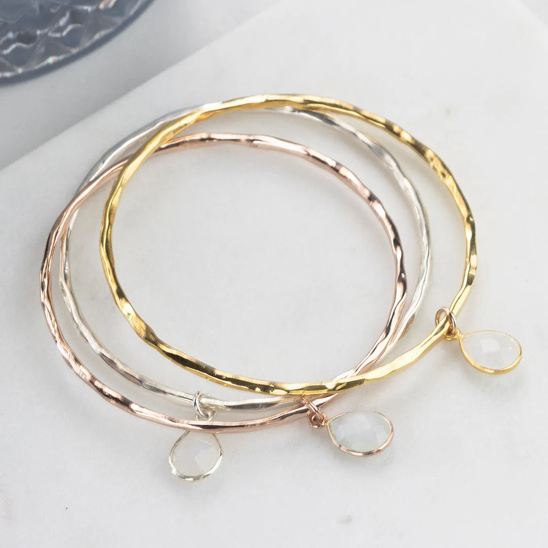 Moonstone Charm Bangle | Silver - June