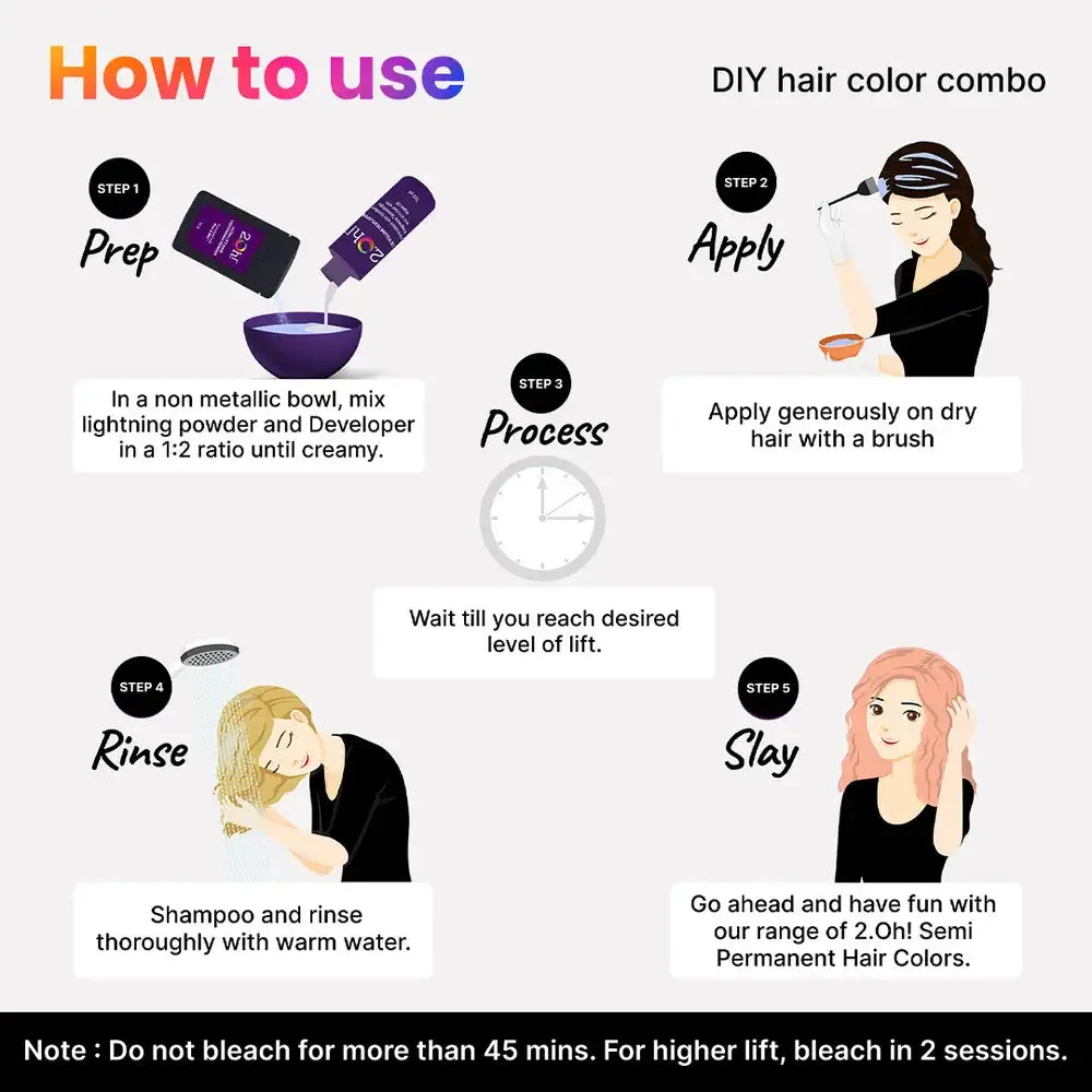 Peach DIY Combo : Hair Bleach Kit   Semi Permanent Hair Color