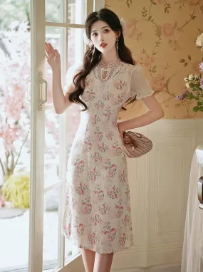 Pinky Girly Flower Dress Retro