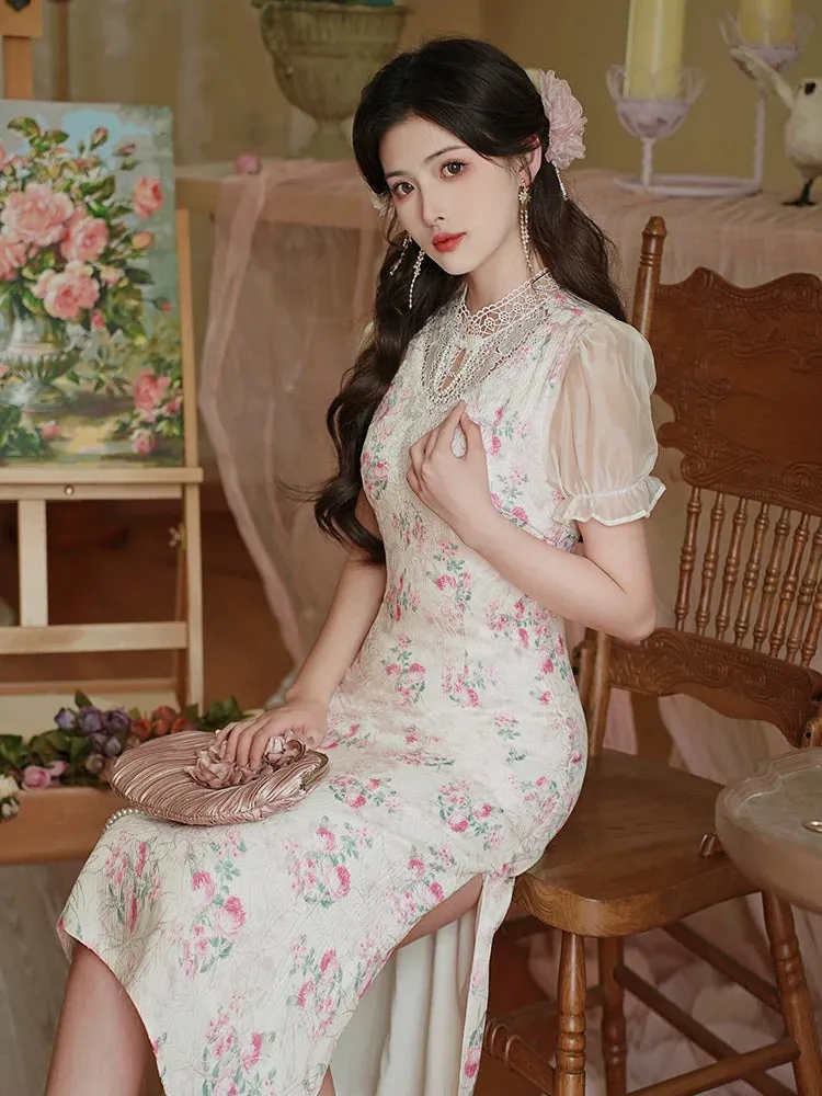Pinky Girly Flower Dress Retro
