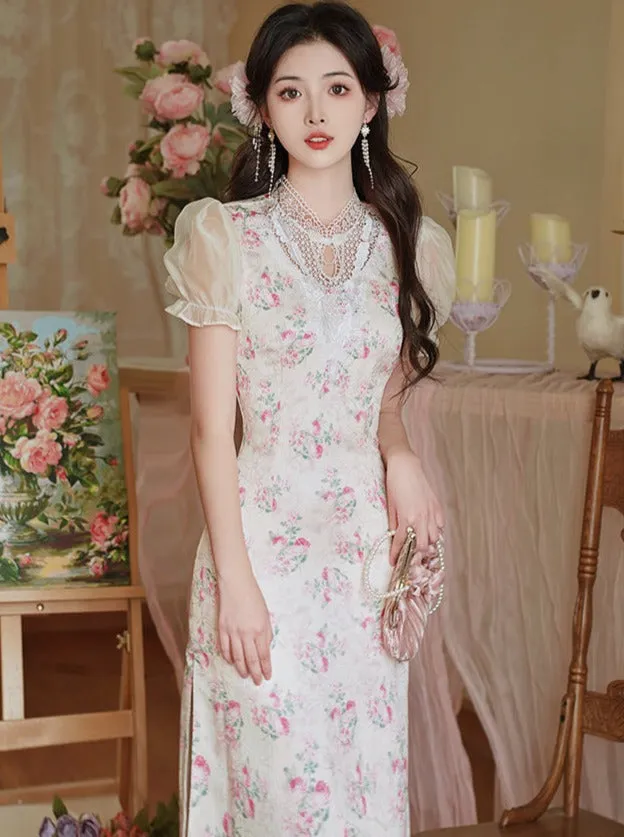 Pinky Girly Flower Dress Retro