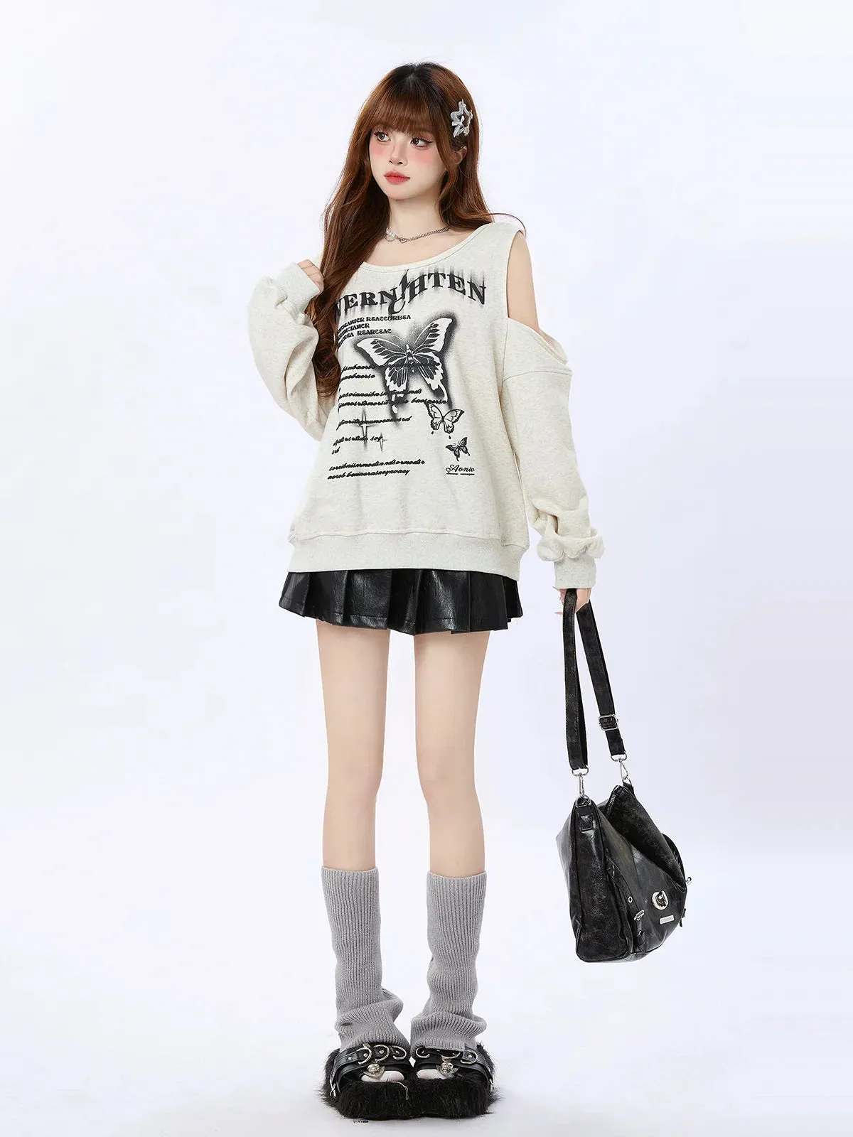 Print Butterfly Off-the-shoulder Retro Trainer