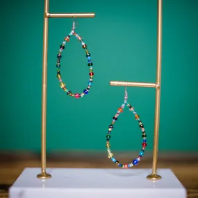 Rainbow Beaded Hoops