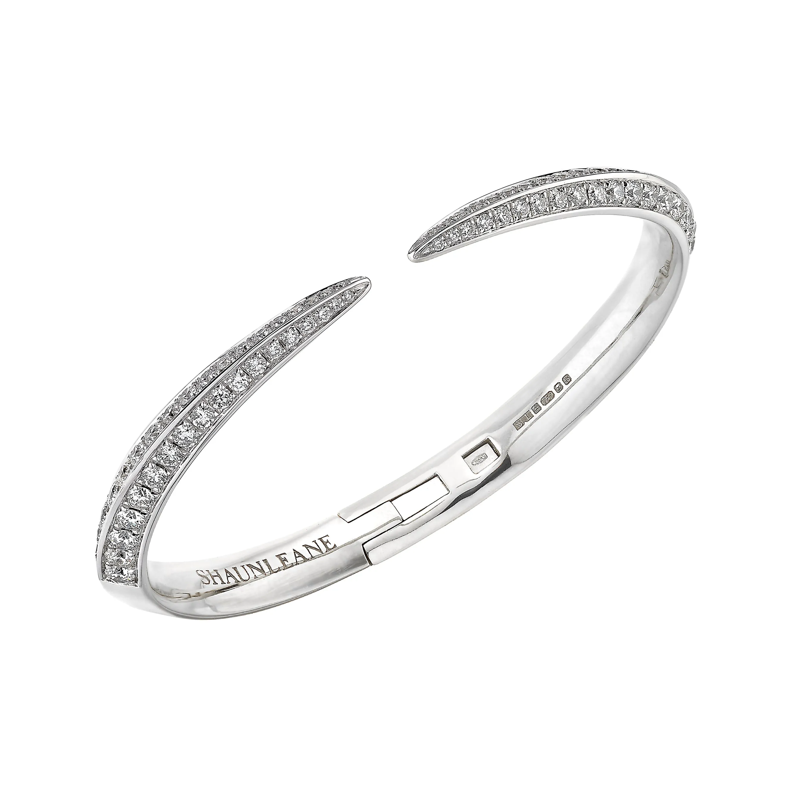 Sabre Fine Medium Bangle - 18ct White Gold & Diamond