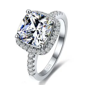 Simple Women Crystal 925 Sterling Silver Rings For Wedding Engagement Jewelry Accessory Fine Rhinestone Anillos Gift
