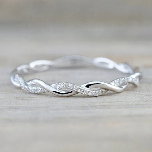 Trendy Silver Rose Gold Color Zirconia Finger Ring for Women
